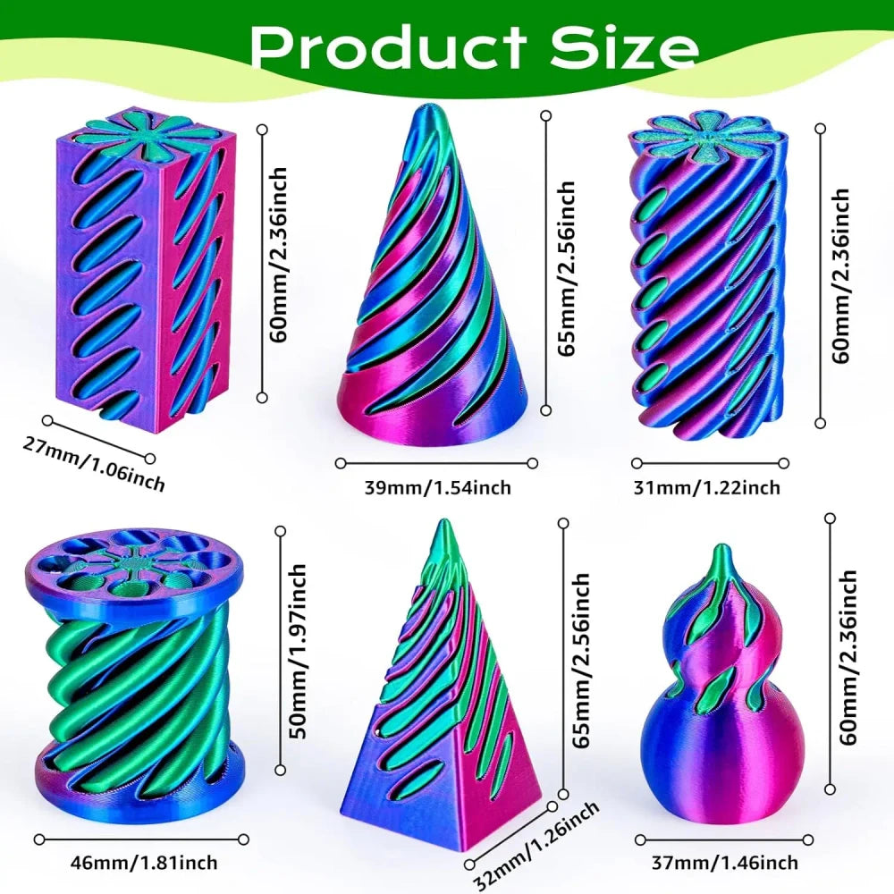 3D Printed Spiral Cone Fidget Toy Set