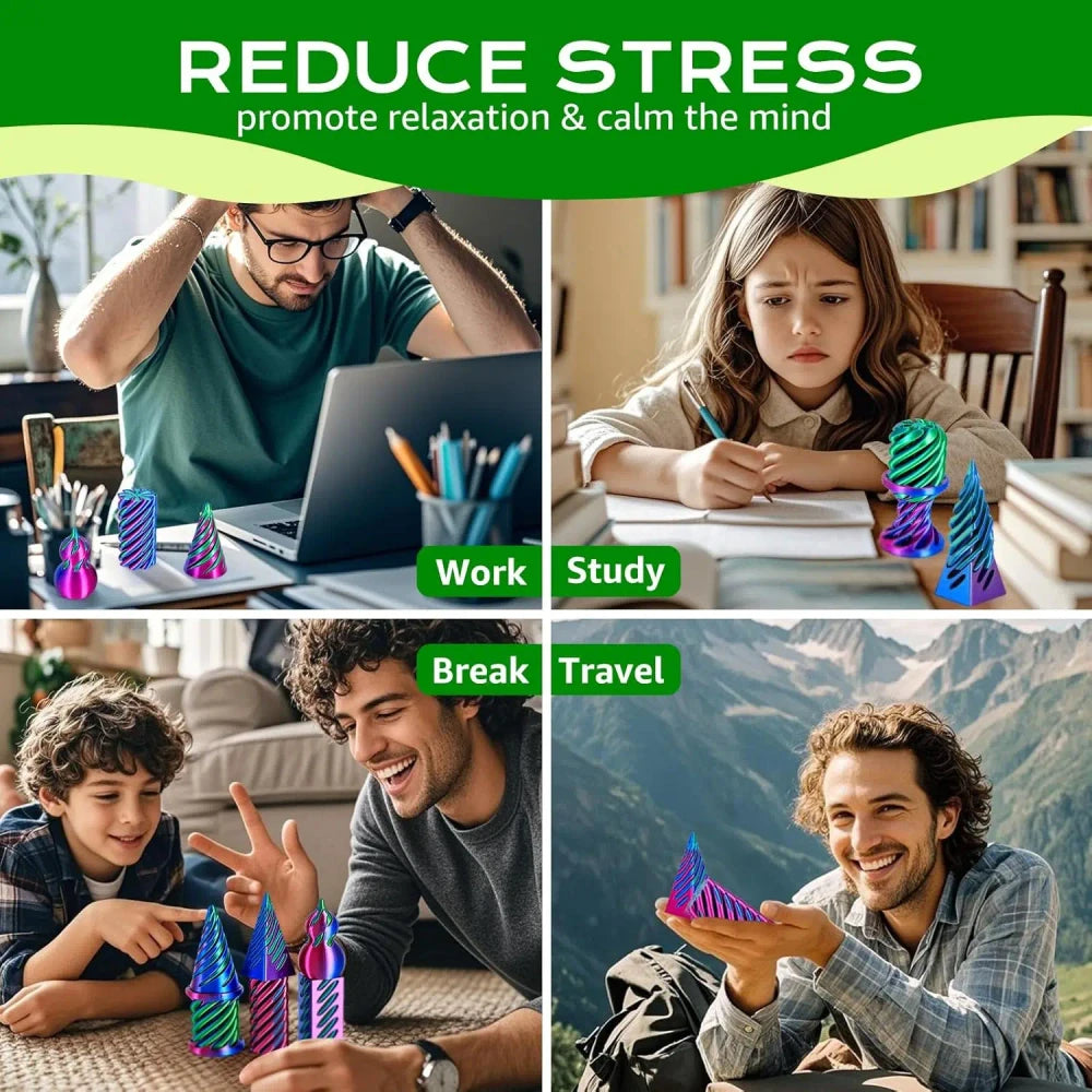 3D Printed Spiral Cone Fidget Toy Set